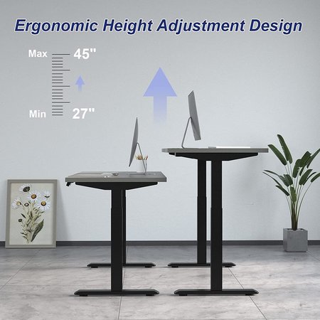 We'Re It Lift it, 48"x24" Electric Sit Stand Desk, 4 Memory/1 USB LED Control, Grey Strand Top, Black Base VL22BLK4824-8827